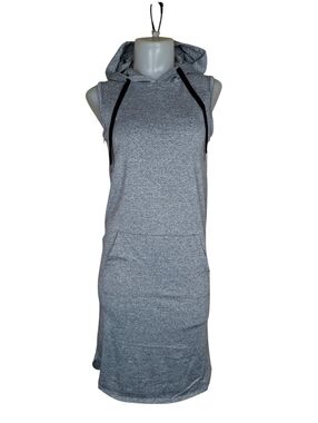 Rose Maternité Hoodie Dress Maternity Sleeveless Hodded Coverall Gray Dress